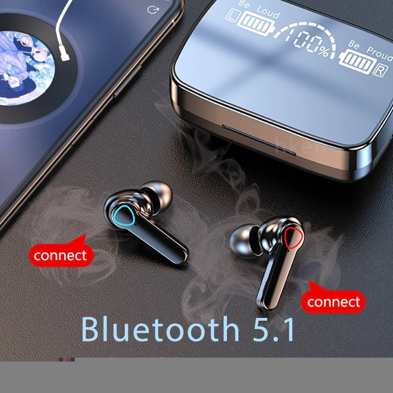 M19 Bluetooth Wireless headset 5.3 Bluetooth Earphones IPX5 Waterproof Headsets with Mic HiFi Stereo Music Earbuds for all phone