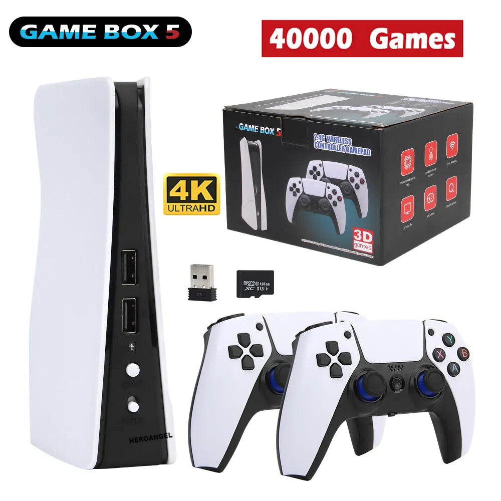 NEW GB5-P5 Retro Video Game Console 4K Output Games Emuelec 4.3 System 2.4G Wireless Controllers For PS1/GB/N64 Simulator Games