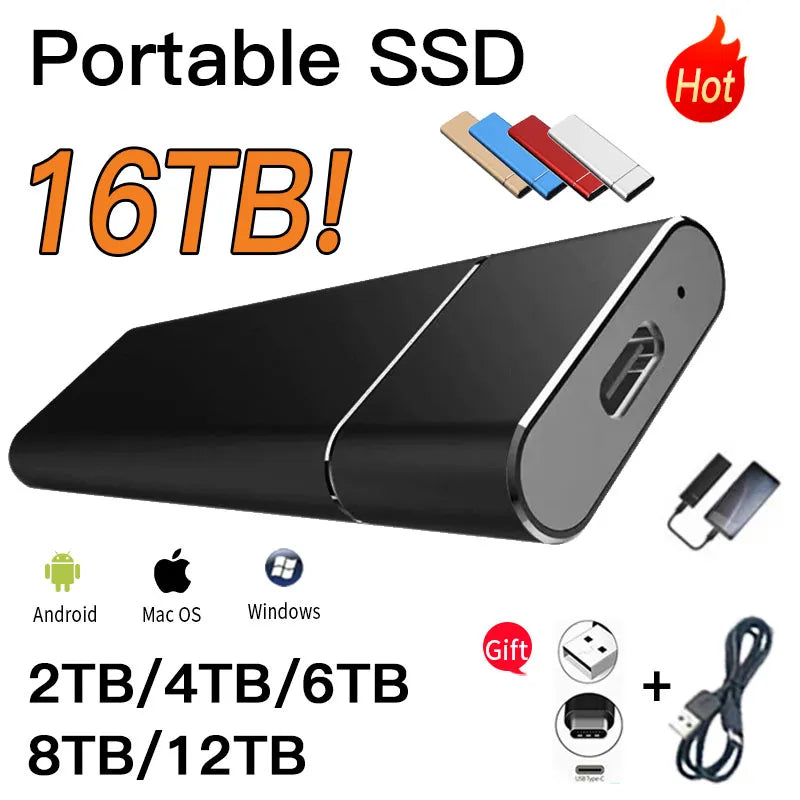 Portable 1TB SSD External Solid State Disk 2TB High Speed Hard Drive 4TB hard disk Storage Device for Computer/mac/ps4