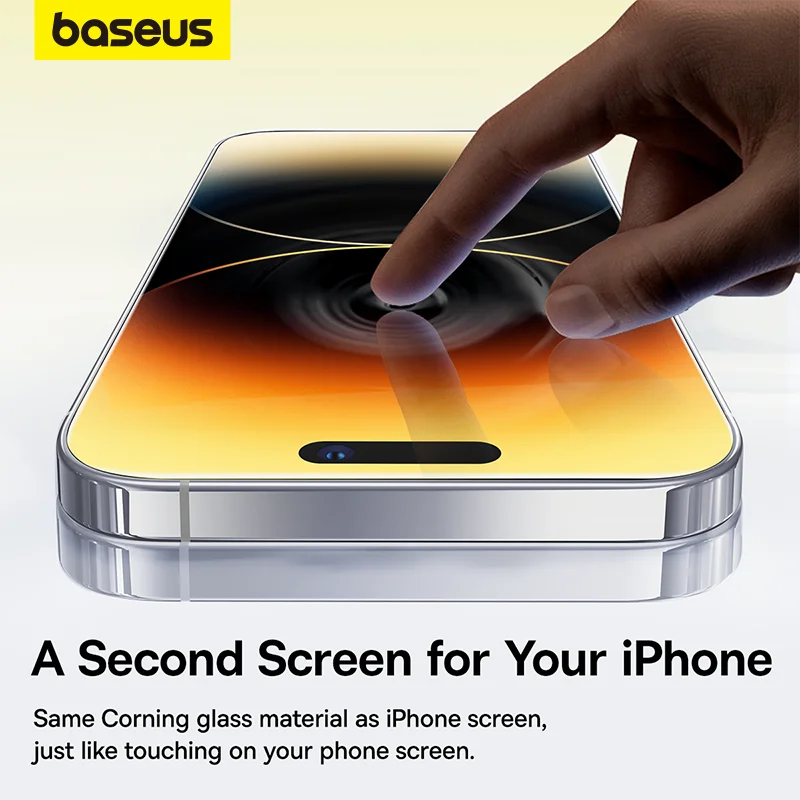 واقي شاشة Baseus لهاتف iPhone 15 14 13 Pro Max Corning Glass Anti Spy Full Glass Protection لهاتف iPhone 15 Pro Plus