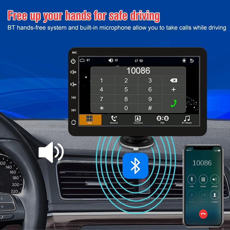 7inch Car Radio Multimedia Video Player Touch Screen Wireless Apple CarPlay Tablet Android Stereo Bluetooth Navigation