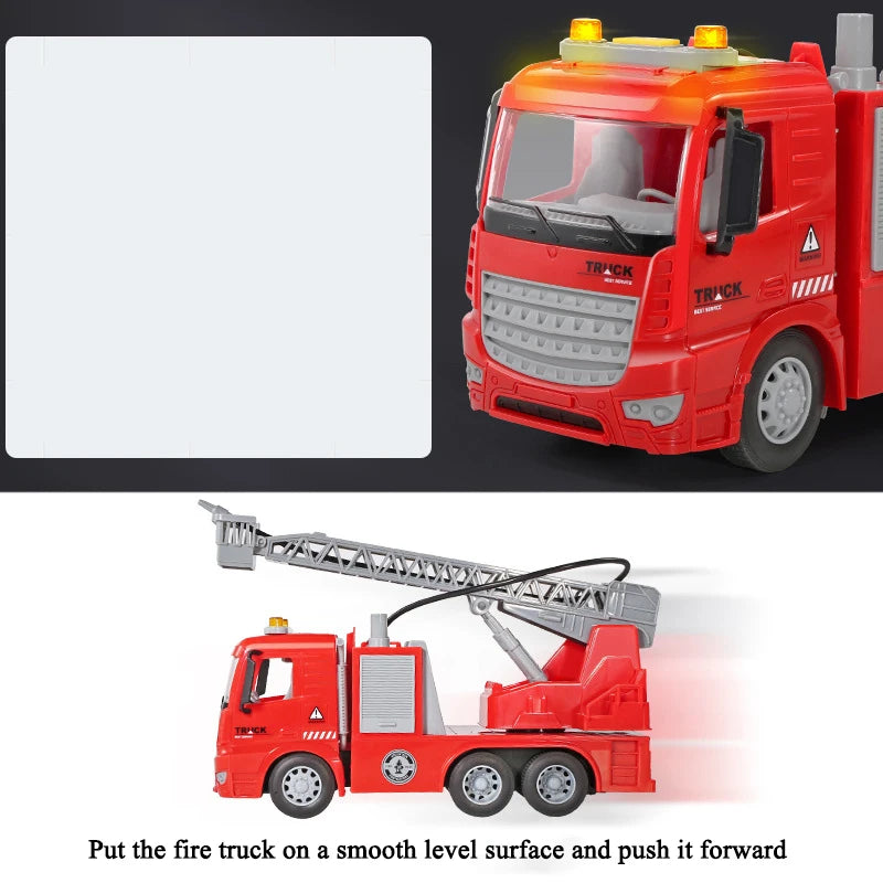 Oversized children's firefighter toy car fire truck can spray water large boy rescue car baby ladder car