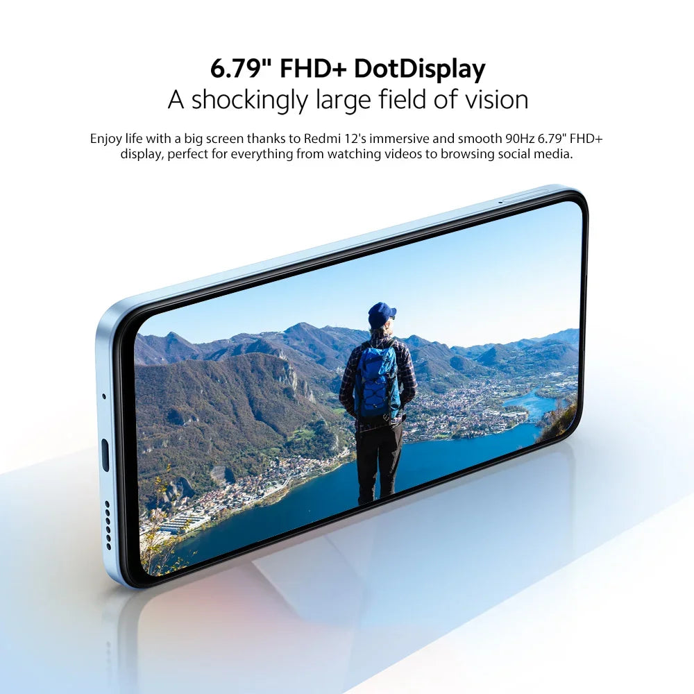 هاتف Xiaomi Redmi 12 النسخة العالمية MTK Helio G88 كاميرا ثلاثية AI بدقة 50 ميجابكسل شاشة DotDisplay كبيرة مقاس 6.79 بوصة بطارية 5000 مللي أمبير في الساعة شحن 18 وات