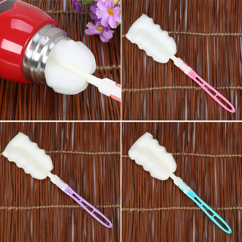 Baby Bottle Brushes Cleaner Multifunctional Cleaning Brush Plastic Wash Drinking Feeding Bottle Sponge Brush Durable