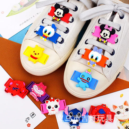 Disney Anime Figures Mickey Olaf Small White Shoes Shoelace Charms for Sneakers Shoes Cute Student Detachable Children's Gift