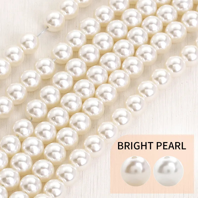 3/4/5/6/8/10mm White Pearl Beads With Hole Loose Faux Round Pearls For Jewelry Making Diy Craft Earring Necklace And Vase Filler