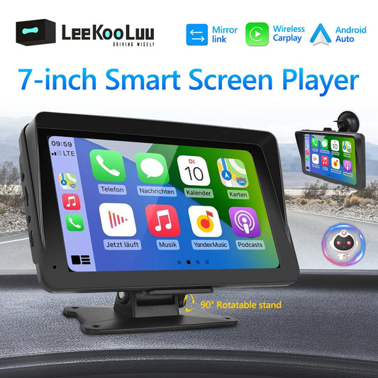 LeeKooLuu 7" Touch Screen AirPlay MP5 Player Portable Smart Car Radio Wireless Apple Carplay Android Auto Universal Multimedia