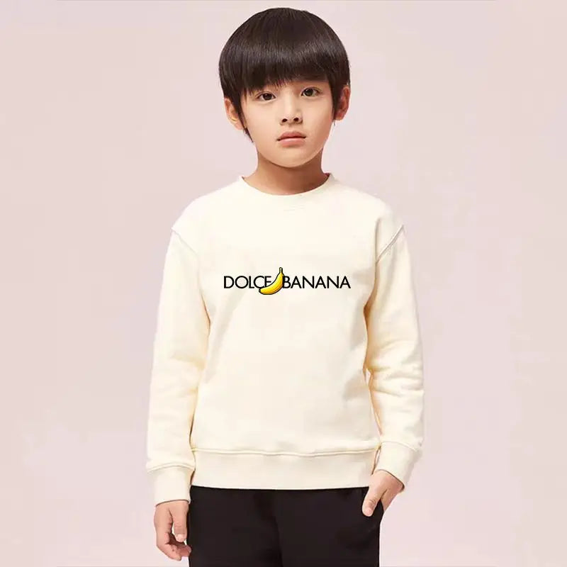 سويت شيرتات للأطفال ملابس الأولاد والبنات هوديس مصمم خريف وشتاء أزياء الخريف ملابس خارجية كاجوال رسالة موزة لطيفة