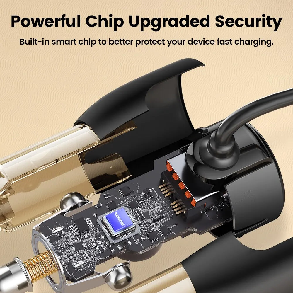 شاحن سيارة Toocki USB 110 واط، شحن سريع 4.0، شاحن سيارة شفاف من النوع C، مع كابل من النوع C لهاتف Xiaomi iPhone Samsung S2