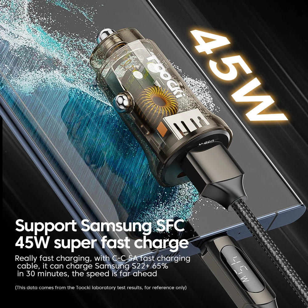 شاحن Toocki 45 واط PD Mini USB في السيارة شاحن سريع من النوع C محول شاحن سيارة لهاتف iPhone Xiaomi Samsung USB C شاحن هاتف السيارة