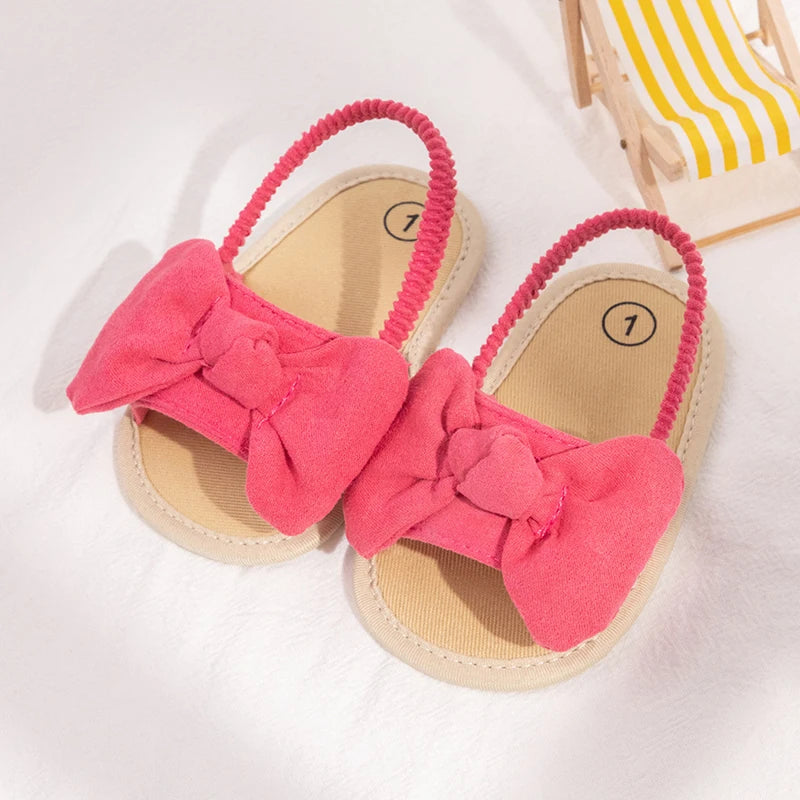 EWODOS 0-18M Toddler Baby Girls Sandals Summer Sweet Bowknot Sandals Anti-slip Soft Sole Shoes for Babies Outdoor School Party