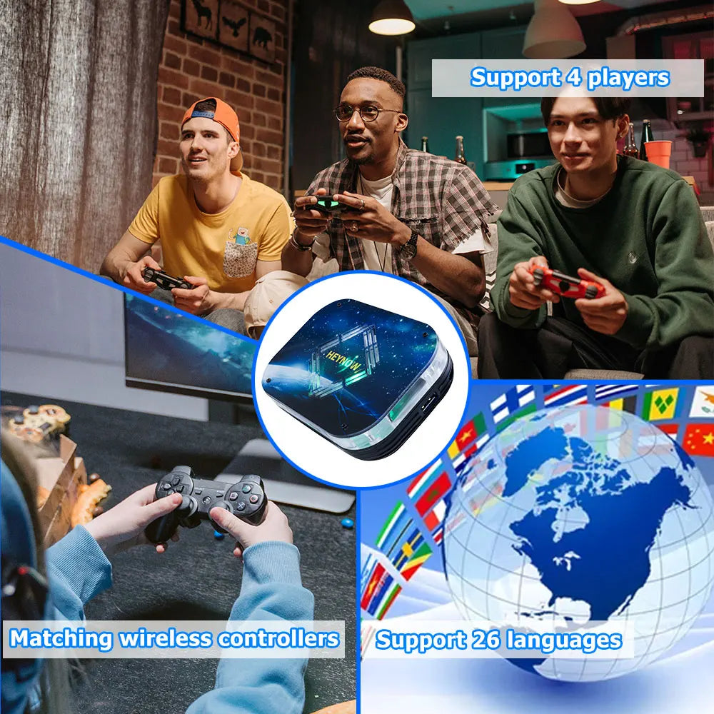 وحدة تحكم ألعاب الفيديو TSINGO HNX4 مع أكثر من 95000 لعبة أركيد لـ MAME/SS/DC/Amiga 4 + 32 جيجابايت وحدة المعالجة المركزية S905X4 Android 11 TV Box ثنائي WiFi 4K HD