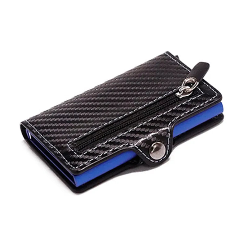 Custom Card Holder Anti-theft Carbon Fiber Wallet Men Credit Card Holder Zipper Coins Pocket Wallet RFID Card Case & Money Clips