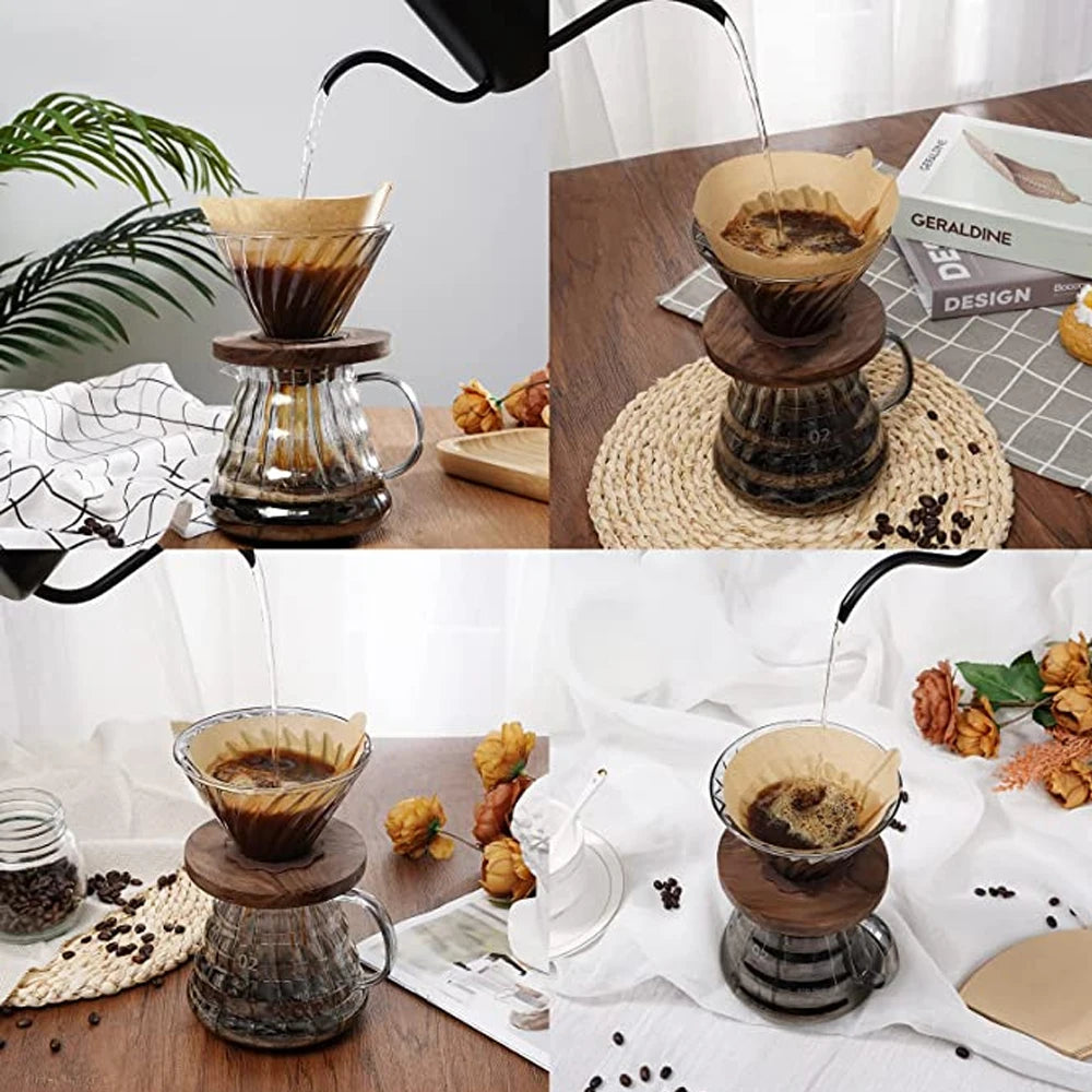 50/100Pcs Disposable Natural Unbleached Cone Coffee Filters Pour Over Dripper Replace Melitta Coffee Paper Filters