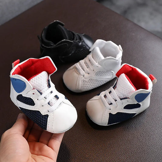 2022 Boys Basketball High Top Breathable Sneakers Comfortable Non-Slip Soft Bottom Toddler Toddler White Baptism First Walker