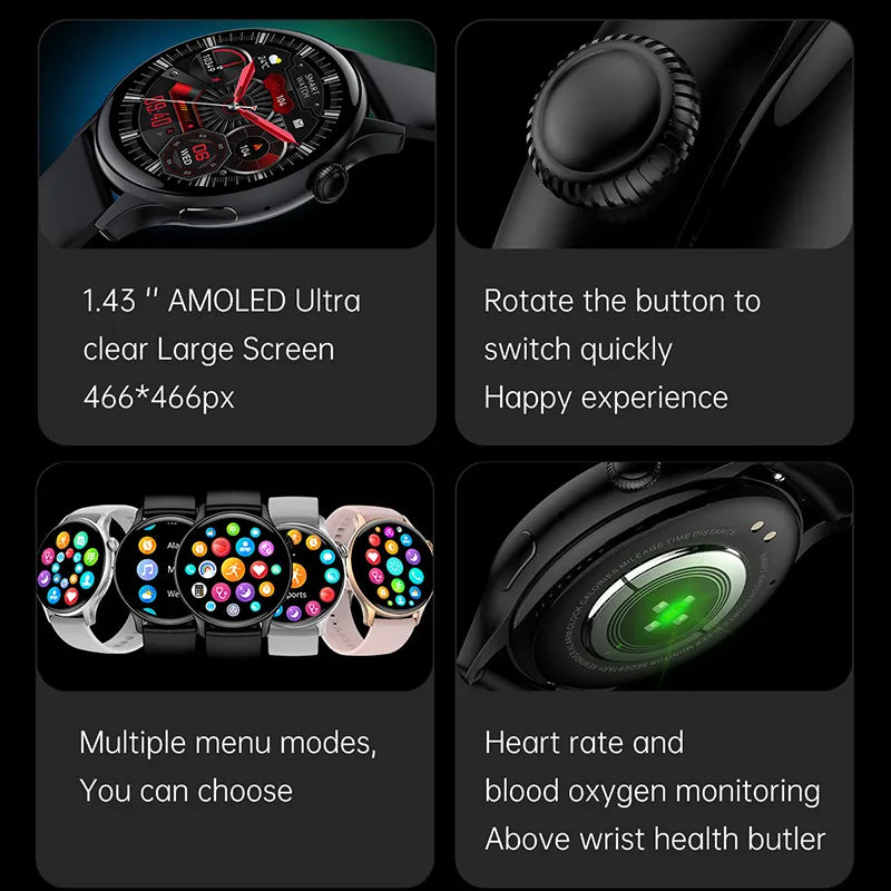 Xiaomi New Smartwatch 1.43 Inch Full Screen Bluetooth Call Heart Rate Sleep Monitor Sports Models Smart Watch For Men Women