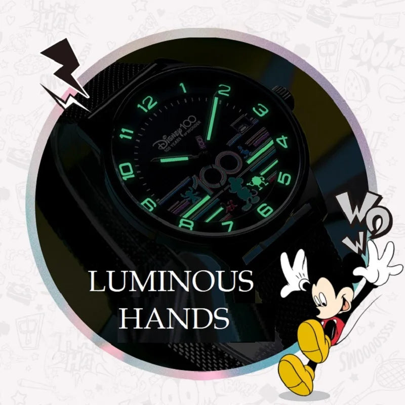 Disney For Womens Watch Mickey Mouse 100 Years Of Wonder Cartoon Quartz Wristwatch Girl Lady Unisex Date Student Montre Femme