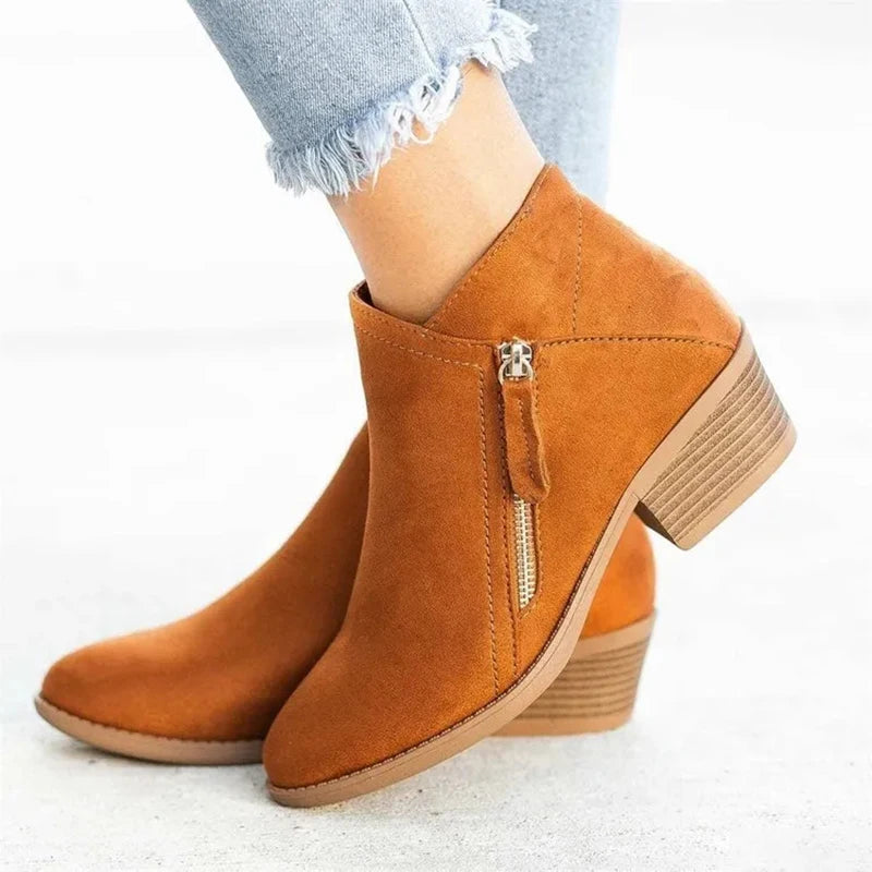 Women Boots Autumn Suede Boots Women Fashion Size 43 Platform Booties Side Zipper Heeled Ankle Boots Botas De Mujer