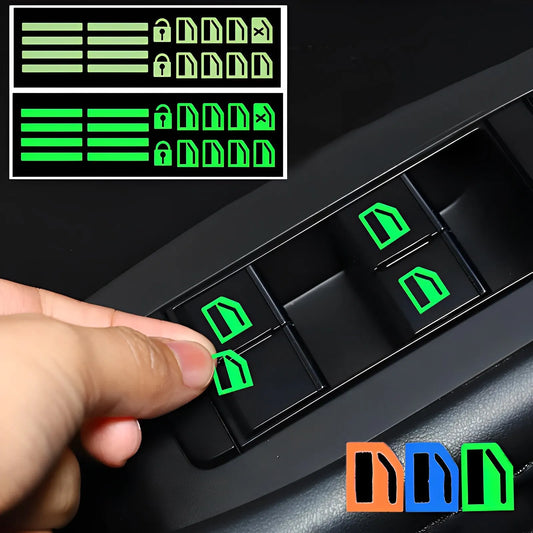 Car Window Button Luminous Sticker Lifter Switch Night Fluorescent Decals Cars Interior Stickers Auto Accessories