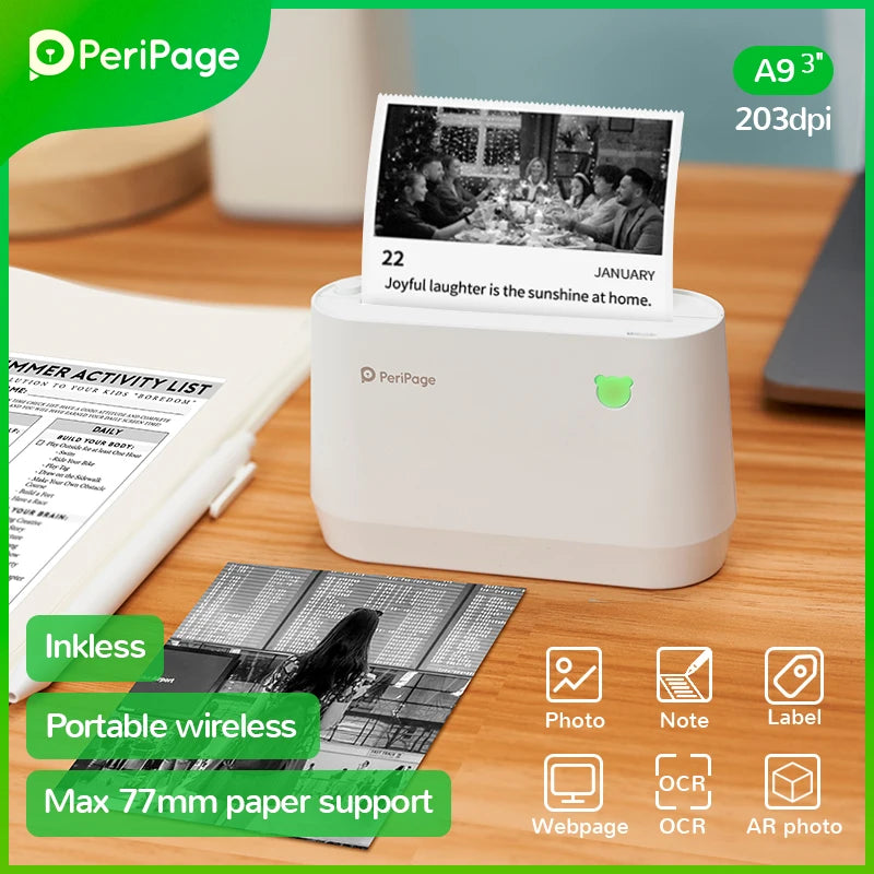 PeriPage Printer Portable Thermal Bluetooth A9 203dpi A9s 304dpi A9pro Grayscale Thermal Picture Photo Mini Wireless Printer