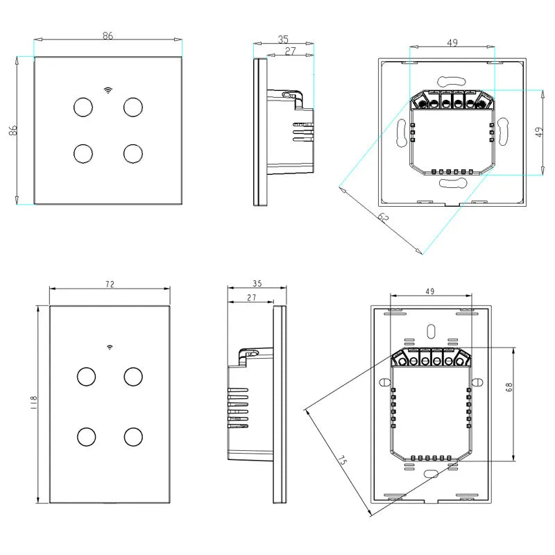 مفتاح إضاءة ذكي من Aubess يعمل بالواي فاي في الولايات المتحدة الأمريكية، يحتاج إلى سلك محايد، 1/2/3/4 عصابة، مفتاح إضاءة Tuya Smart Life، يدعم التحكم في تطبيق Alexa وGoogle Home