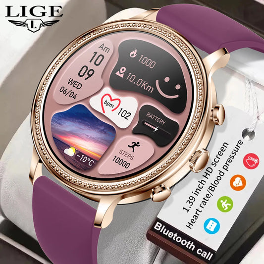 LIGE Luxury Smart Watches For Women Bluetooth Call Connected Phone Women Watch Health Monitor Sports Smartwatch 2023 Women Gift