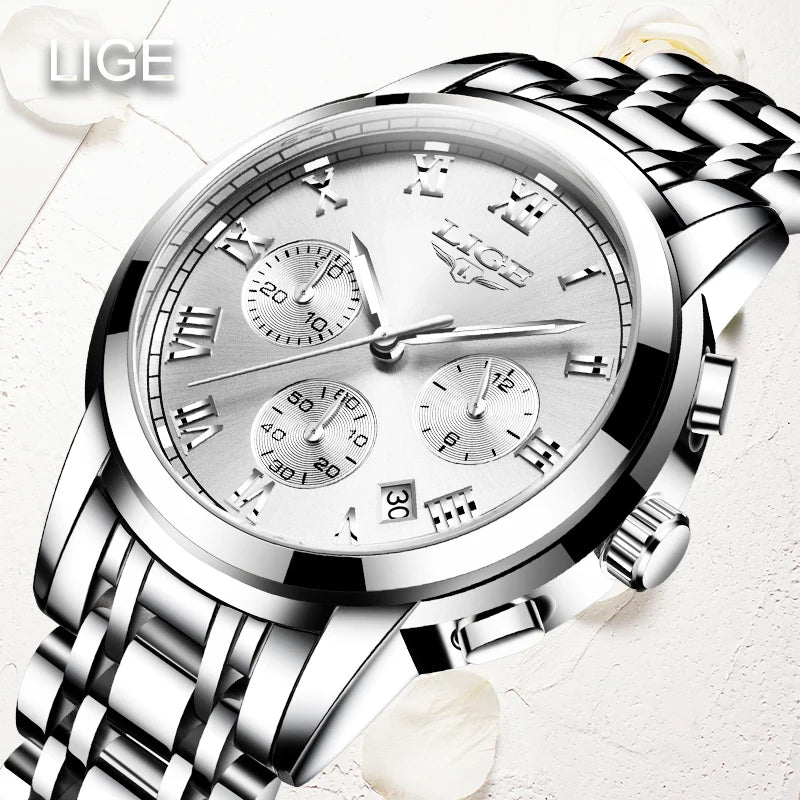 New Fashion Women Watches LIGE Top Brand Ladies Luxury Creative Steel Women Bracelet Watches Female Quartz Waterproof Watch Gift