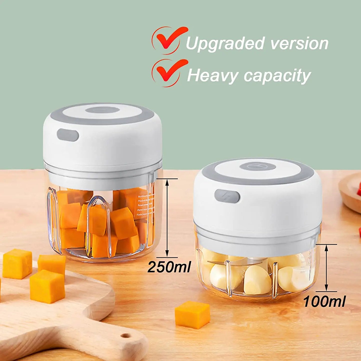 Mini Electric Garlic Chopper 100ML/250ML USB Garlic Grinder Mini Vegetable Chili Masher Wireless USB Blenders Kitchen Machine