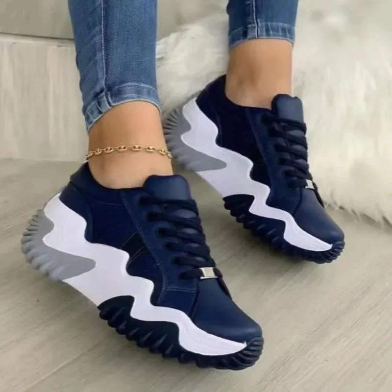 2024 Platform Casual Sport Shoe Women  Lace Up Chunky Sneaker Wedge Non Slip Woman Vulcanize Shoes Zapatos Mujer Plus Size 35-43