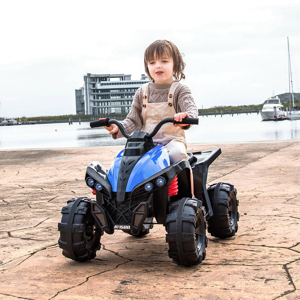 12V Electric Kids ATV,Electric Ride-On Car Toy,Large 4 Power Wheeler Electric Cars,All Terrain Tires Wheels,LED Lights and Music