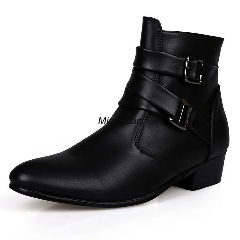 Men Boots Winter Leather Short Boots British Style Business Flat Heel Work Ankle Botas Motorcycle Casual Shoes Large Size 39-47