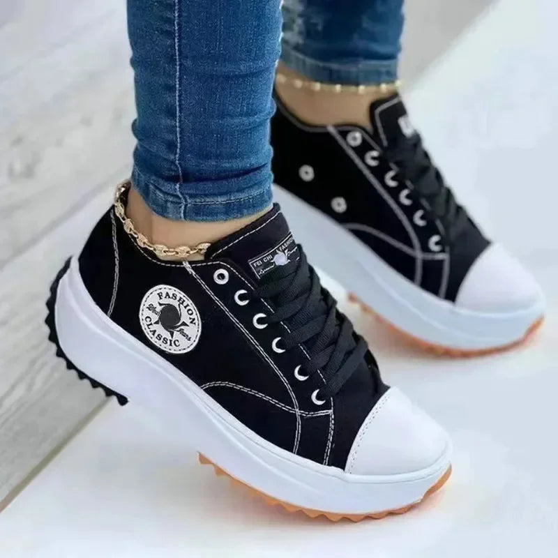 Canvas Ladies Casual Sneakers Spring Brand Women's Casual Shoes Classic Lace-Up Walking Shoes for Women  Ladies Shoes on Offer