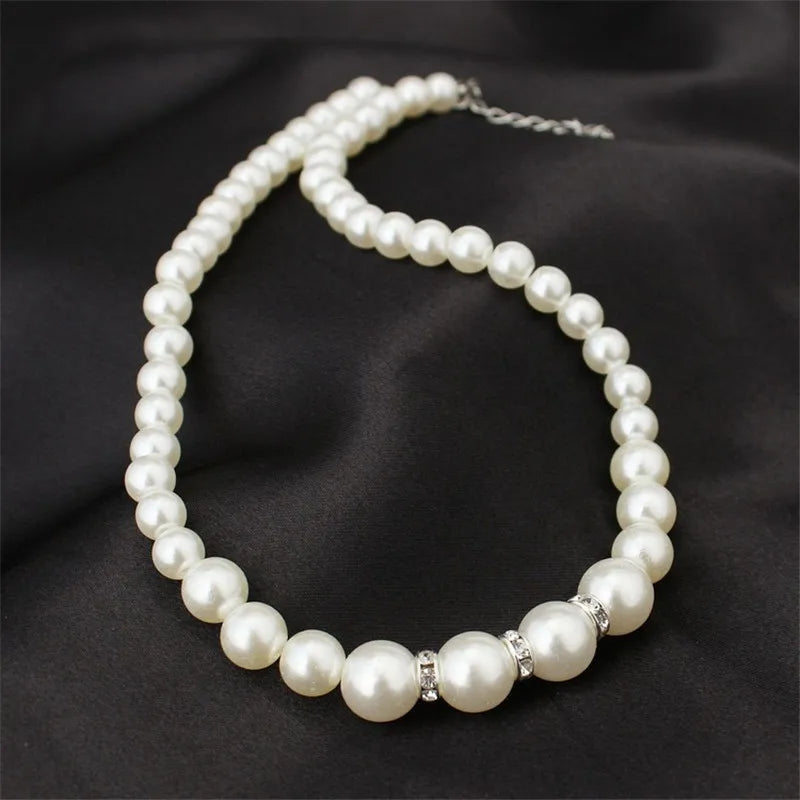 Wedding Engagement Women Simulated Pearls Jewelry Set Necklace / Earrings / Bracelets Fashion Jewelry For Lady Party Gift