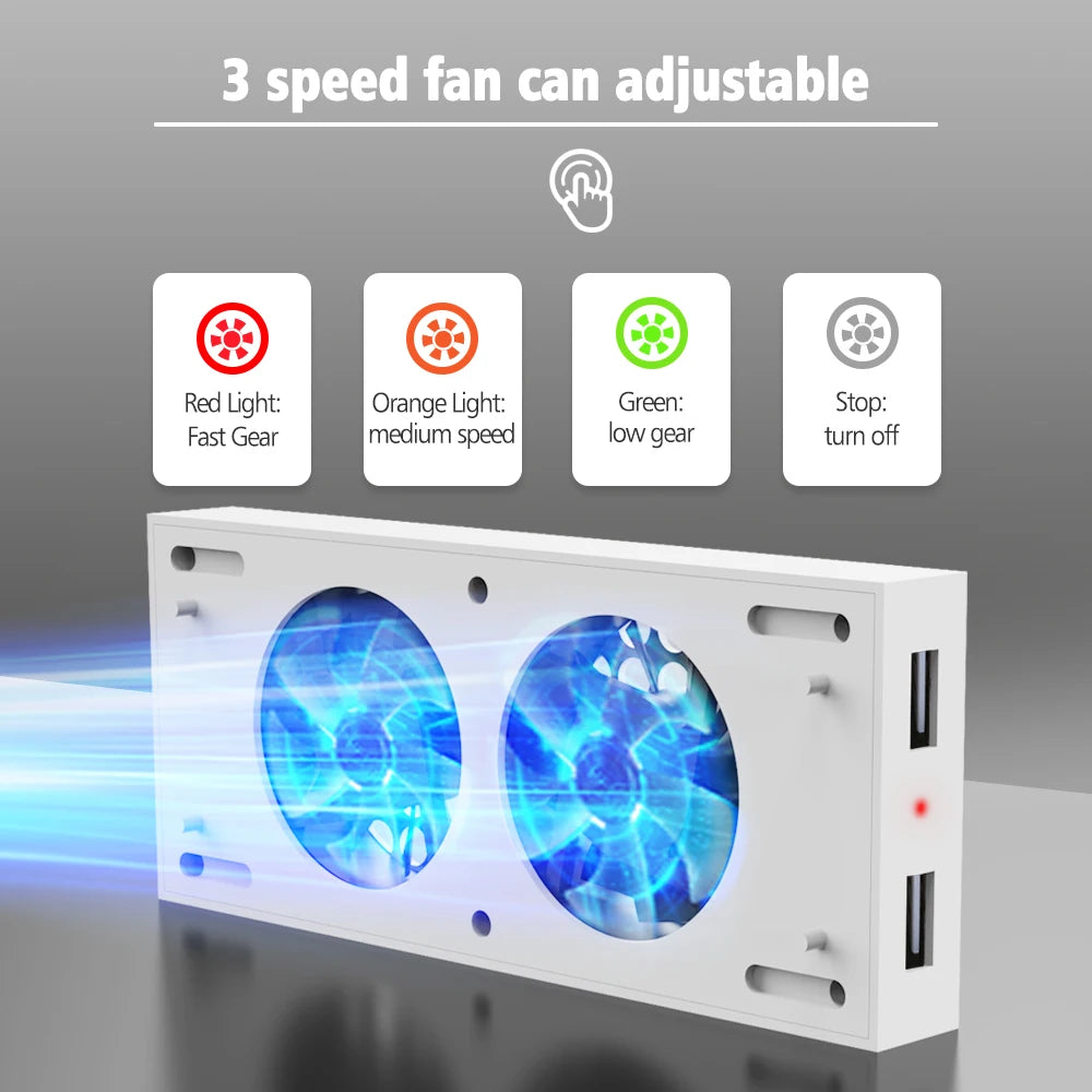 for Xbox Series S Cooling Fan Console Vertical Stand Holder External Cooler 2 USB Ports Fans 3 Speeds for Xbox Series S Console