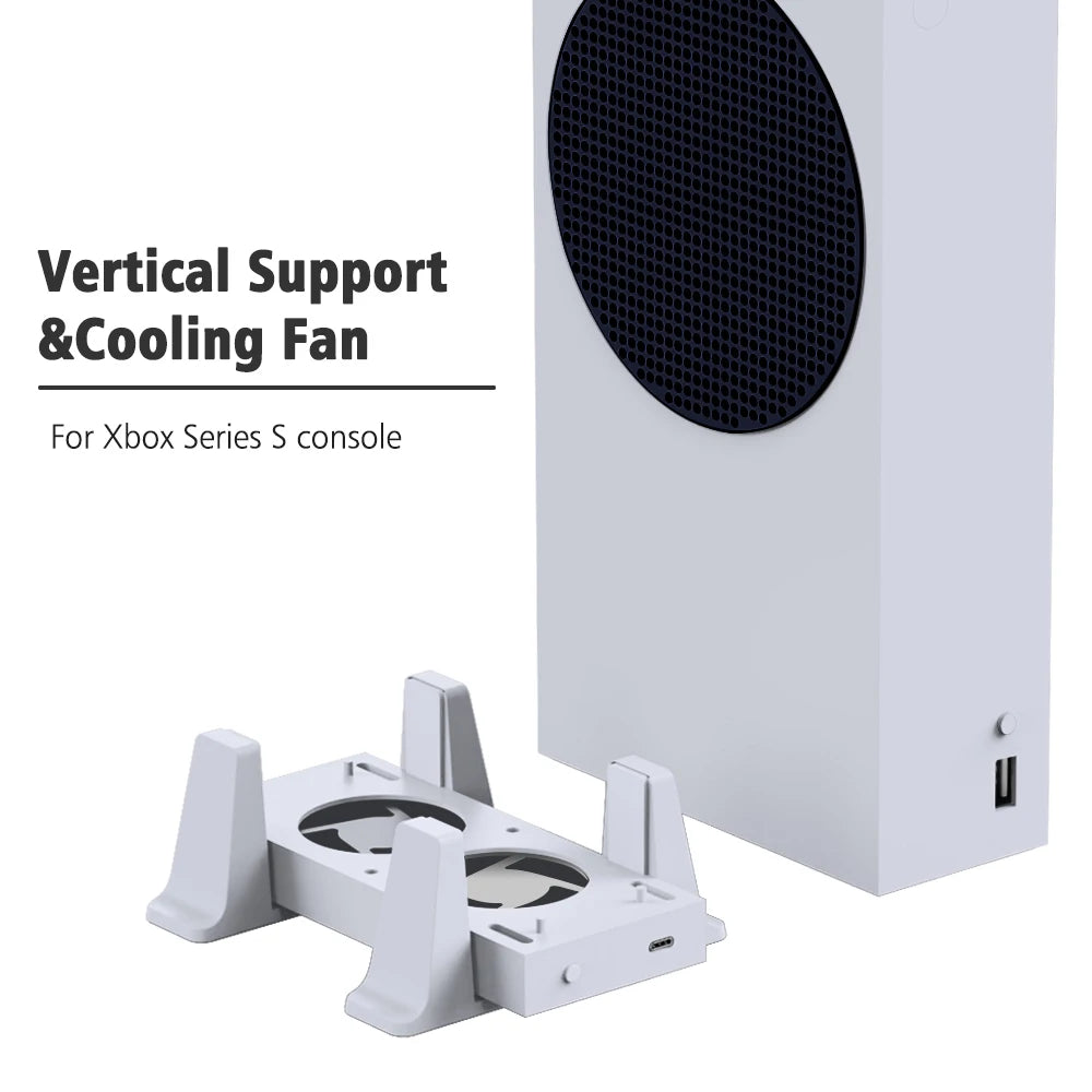 for Xbox Series S Cooling Fan Console Vertical Stand Holder External Cooler 2 USB Ports Fans 3 Speeds for Xbox Series S Console