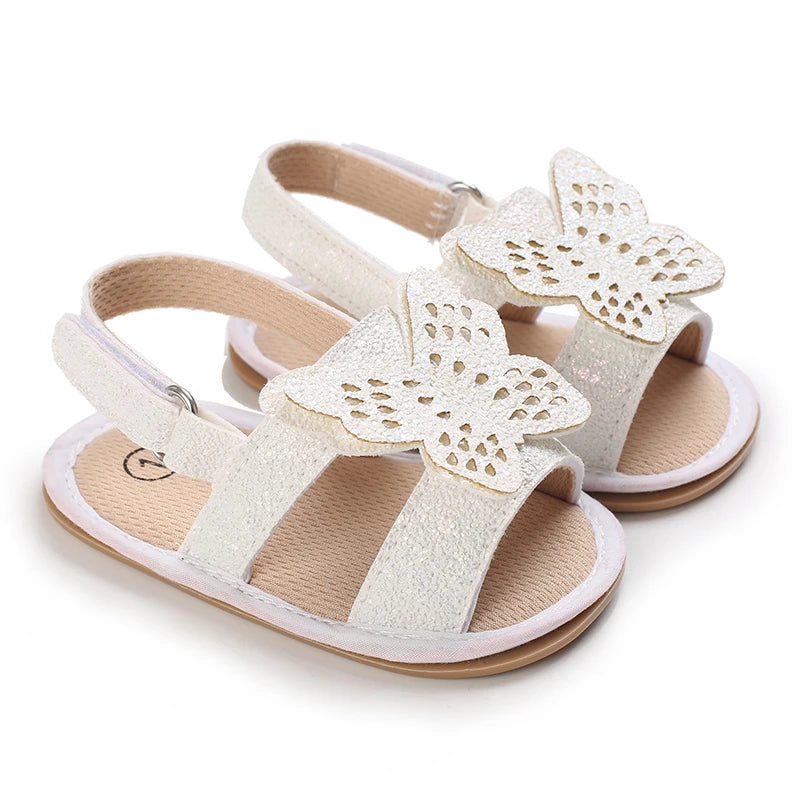 2022 New Style Baby Girls Shoes Fashion PU Bow Summer Casual Garden Sandals First Walker White Baptism Shoes