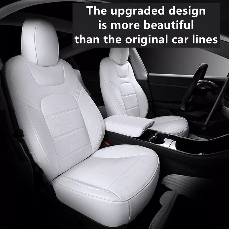 Car Seats Cover For Tesla Model 3 Y Nappa Leather Full Surround Style Factory Wholesale Price White Cushion Interior Accessories