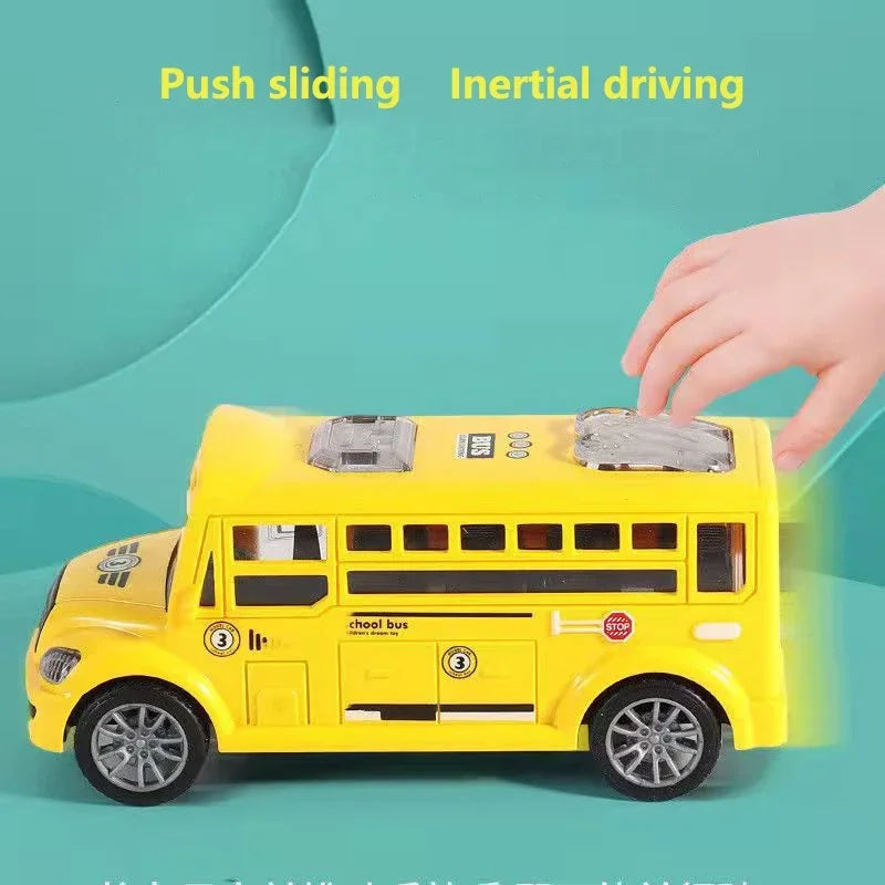 School Bus Car Toys for Children Class A Models Toy Boy with Opening Doors Inertia for Kids Educational Boy's Birthday Gift