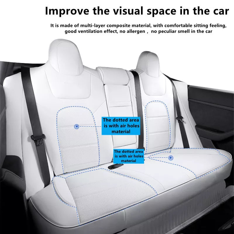 Car Seats Cover For Tesla Model 3 Y Nappa Leather Full Surround Style Factory Wholesale Price White Cushion Interior Accessories