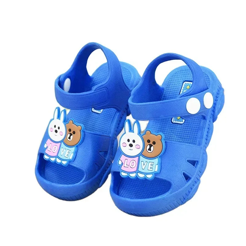 Summer Baby Shoes Sandals Kids Baby Boys Girls Cartoon Baby Sandals Flat Heels Solid Cartoon Slippers Children's Garden Shoes