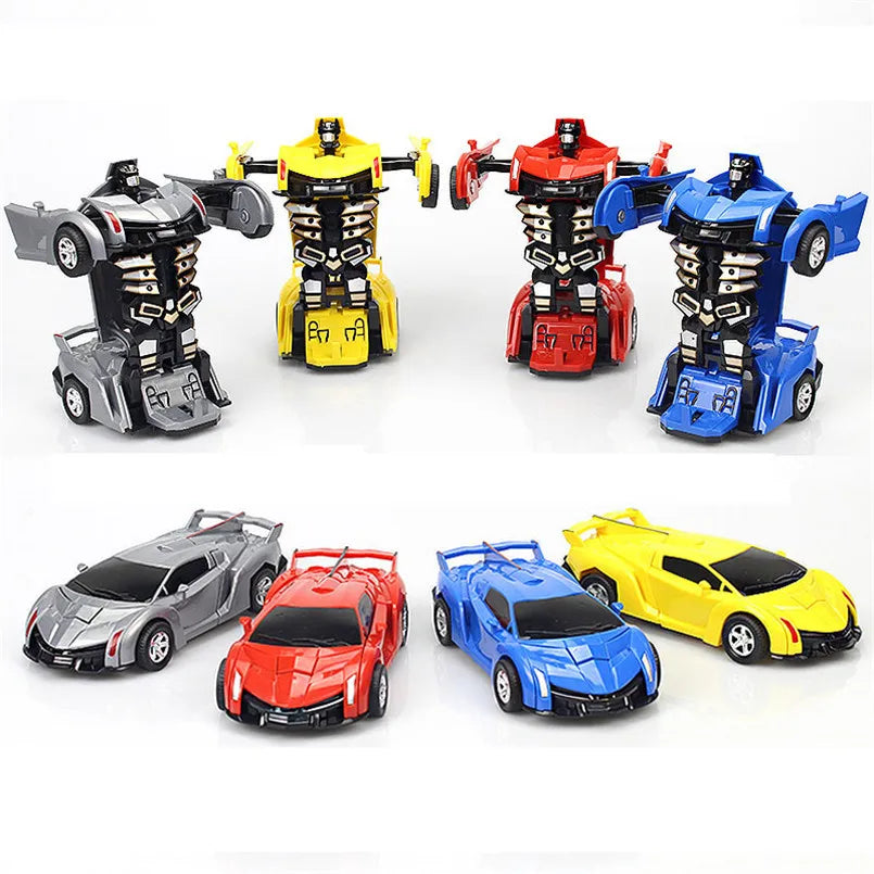 2 in 1 One-key Deformation Car Toys Automatic Transform Robot Plastic Model Car Diecasts Action Figure Classic Toy For Kids Boy