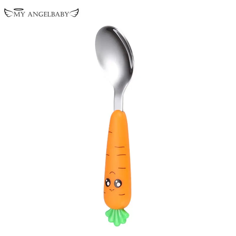 Baby Gadgets Tableware Set Children Utensil Stainless Steel Toddler Dinnerware Cutlery Cartoon Infant Food Feeding Spoon Fork