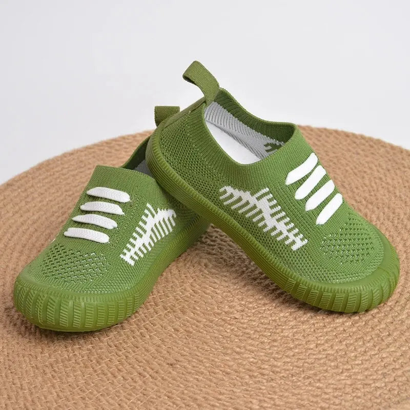 Indoor and Outdoor Unisex Kids Breathable Knitting Slip-On Casual Sneakers Spring Light Green Children's Walking Shoes E8227