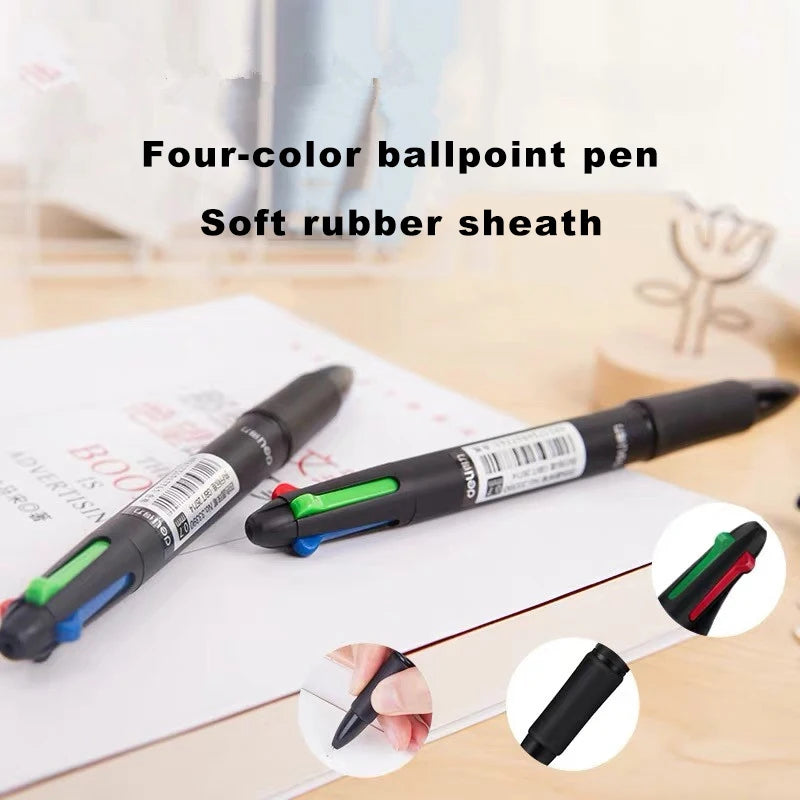 Deli Multifunction Ballpoint Pen 4 in 1 MultiColor Pen 0.7mm Retractable Ballpoint Pens For Marker Writing School Stationery