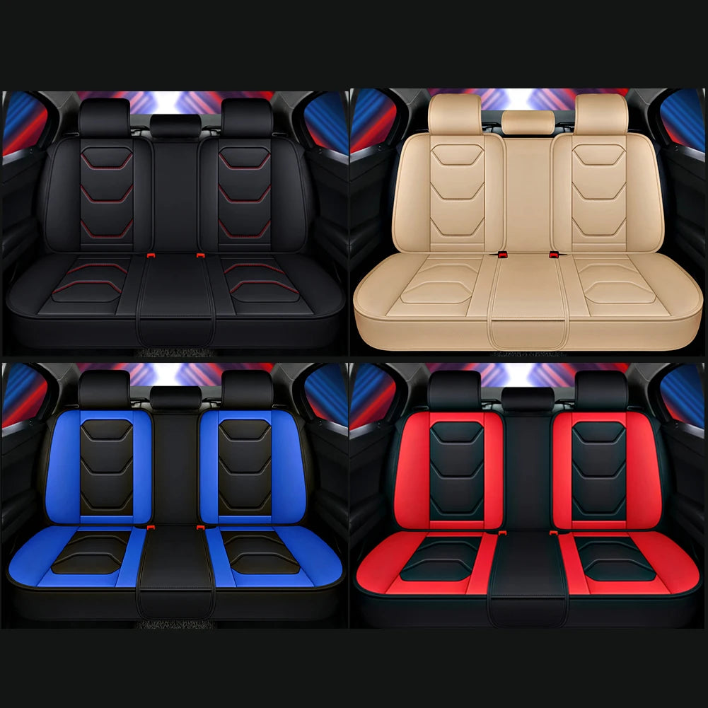 New Car Seat Covers Full Set Universal Fit Seat Protectors PU Leather Automobiles Seat Back Covers Auto Interior Accessories