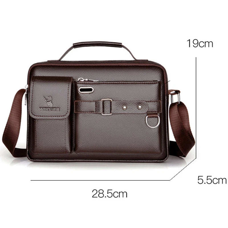 Men Anti-theft PU Leather Shoulder Bags Waterproof Business Handbag Travel Tote Crossbody Cross body Messenger Bag Pack For Male