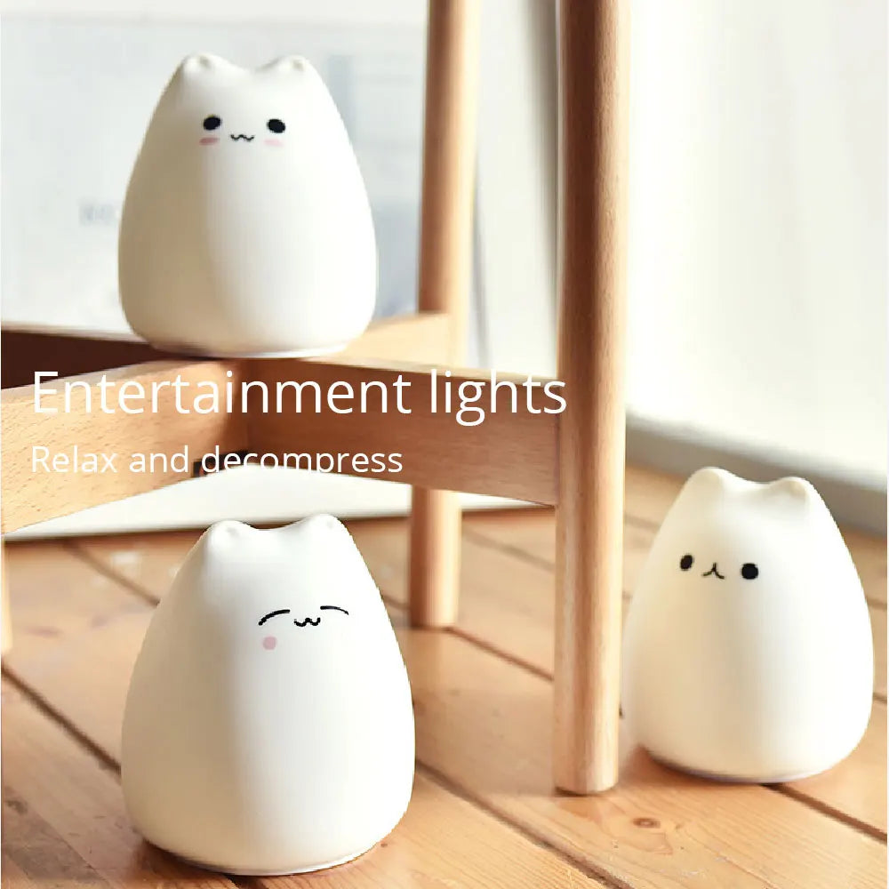 New LED Night Lamp Decorate Desk Light Battery Dream Cute Cat Colourful Holiday Creative Sleepping Bulb for Baby Bedroom Luminar