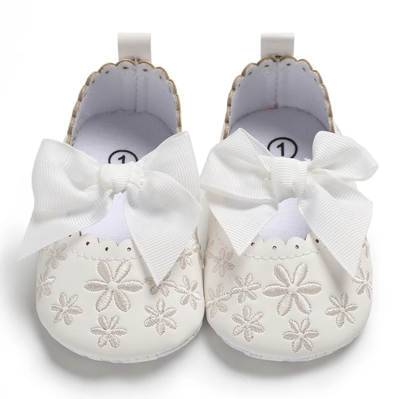 New Baby Shoes First Walkers Baby Girls Knitted Print PU Soft Sole Princess Shoes 0-18M Toddler Shoes Casual Fashion