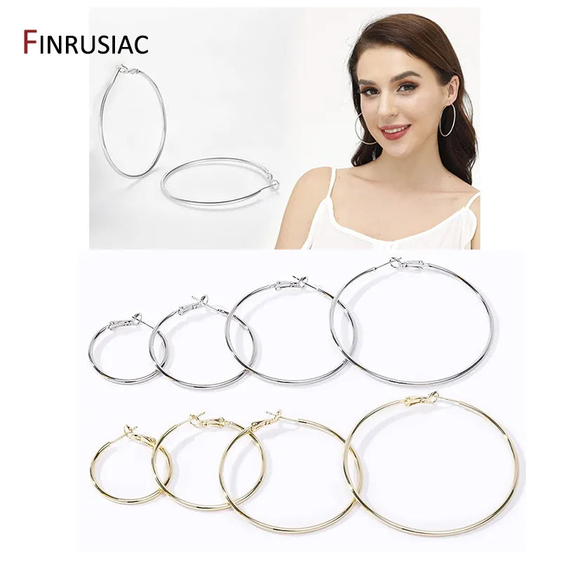 Ladies Big Hoops Gold Circle Ring Earrings 2023 New Trendy Real Gold Plated Round Hoop Earrings For Women Girls