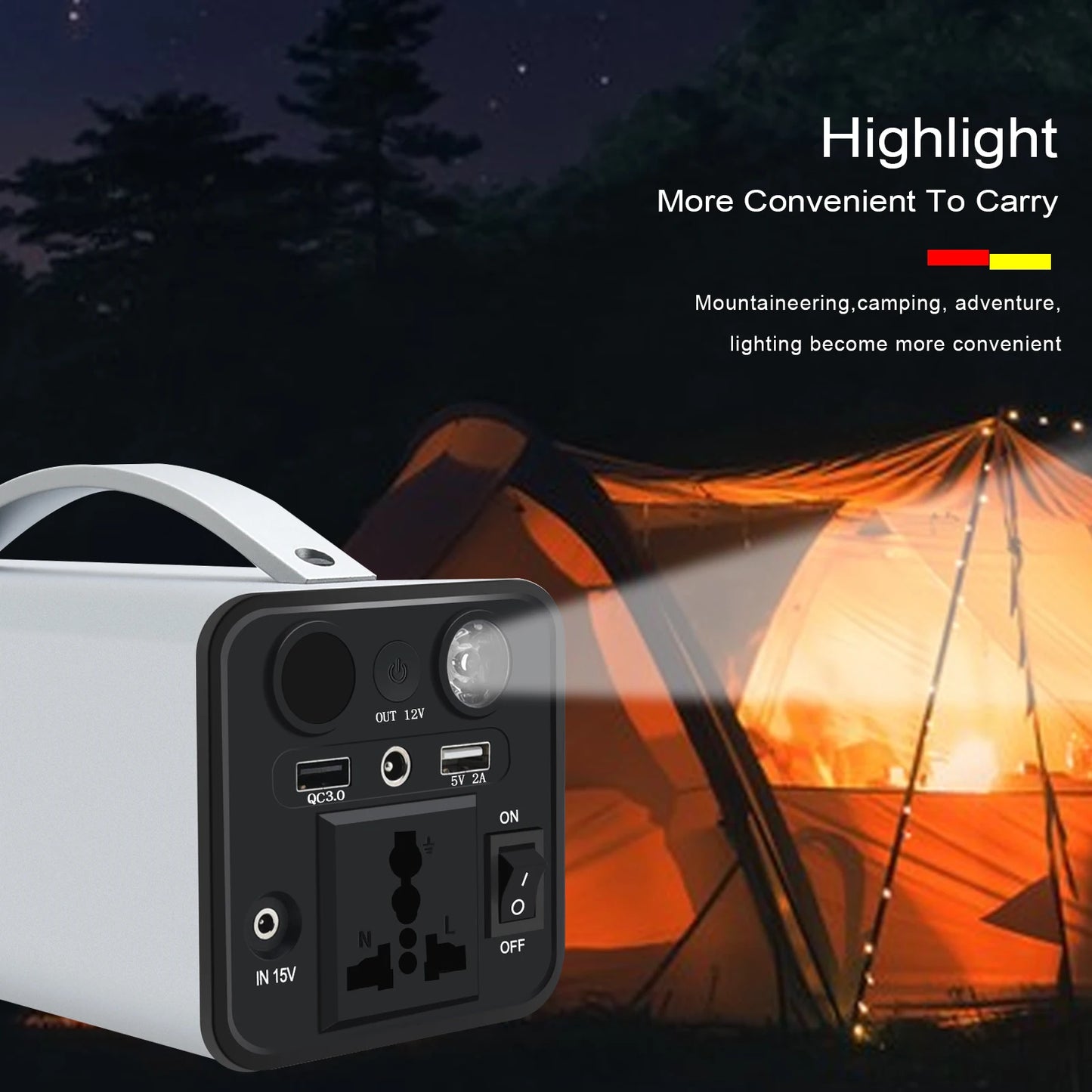 180W Portable Power Station Camping Battery Solar Emergency Generator Outdoor Camping Power Bank 45000mAh 220V 110V Power Bank